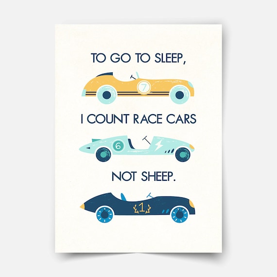 Vintage Race Cars Print, Boys Nursery Cars Poster, Automotive Art, Racing Art, Wall Decor, Kids Play Room Decor, Nursery Car Wall Art