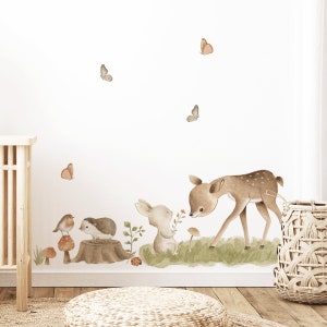 Woodland wall stickers - Cute deer with rabbit