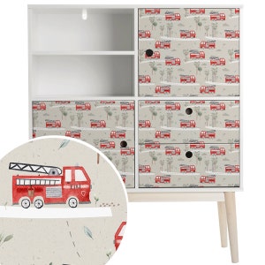 Rivestimento per mobili - Firetruck Fun - IKEA hack - adesivi per mobili - adesivi per mobili per bambini