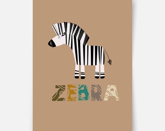 Safari animals - Zebra print, safari prints, zebra print, nursery prints, kids wall art, kids wall decoration