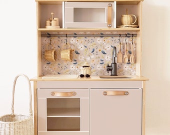 Klebefolie für IKEA DUKTIG Kinderküche - Wiesenblumen (Taupe-Rose), IKEA Kinderküche pimpen