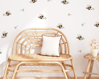 Bee wall stickers - Hap-bee bees with daisies