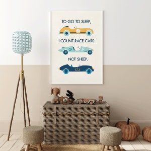 Vintage Race Cars Print, Boys Nursery Cars Poster, Automotive Art, Racing Art, Wall Decor, Kids Play Room Decor, Nursery Car Wall Art image 3