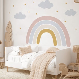 Rainbow wall sticker (Dusty Pink/Mustard) - Nursery Wall Decals, Kids Bedroom Wall Art, High Quality Removable Fabric Wall Stickers