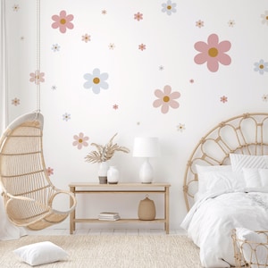 Adesivi murali con fiori - Fiori felici (il tocco morbido), adesivi murali per la cameretta dei bambini, adesivi murali per bambini e decalcomanie murali