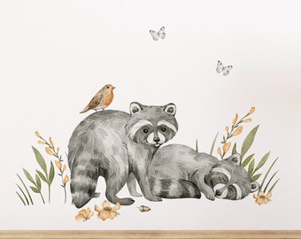 Woodland wall stickers - Magical forest - raccoons