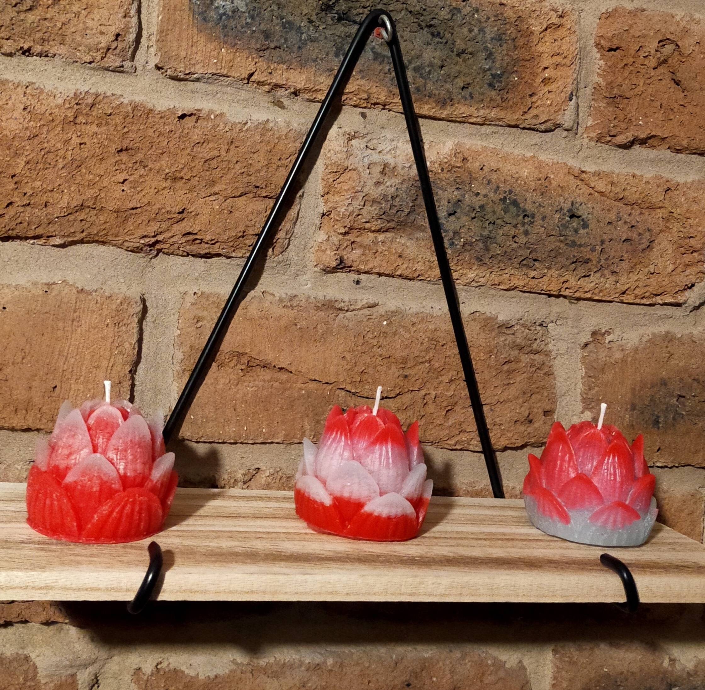 Set of three Lotus flower candles Etsy