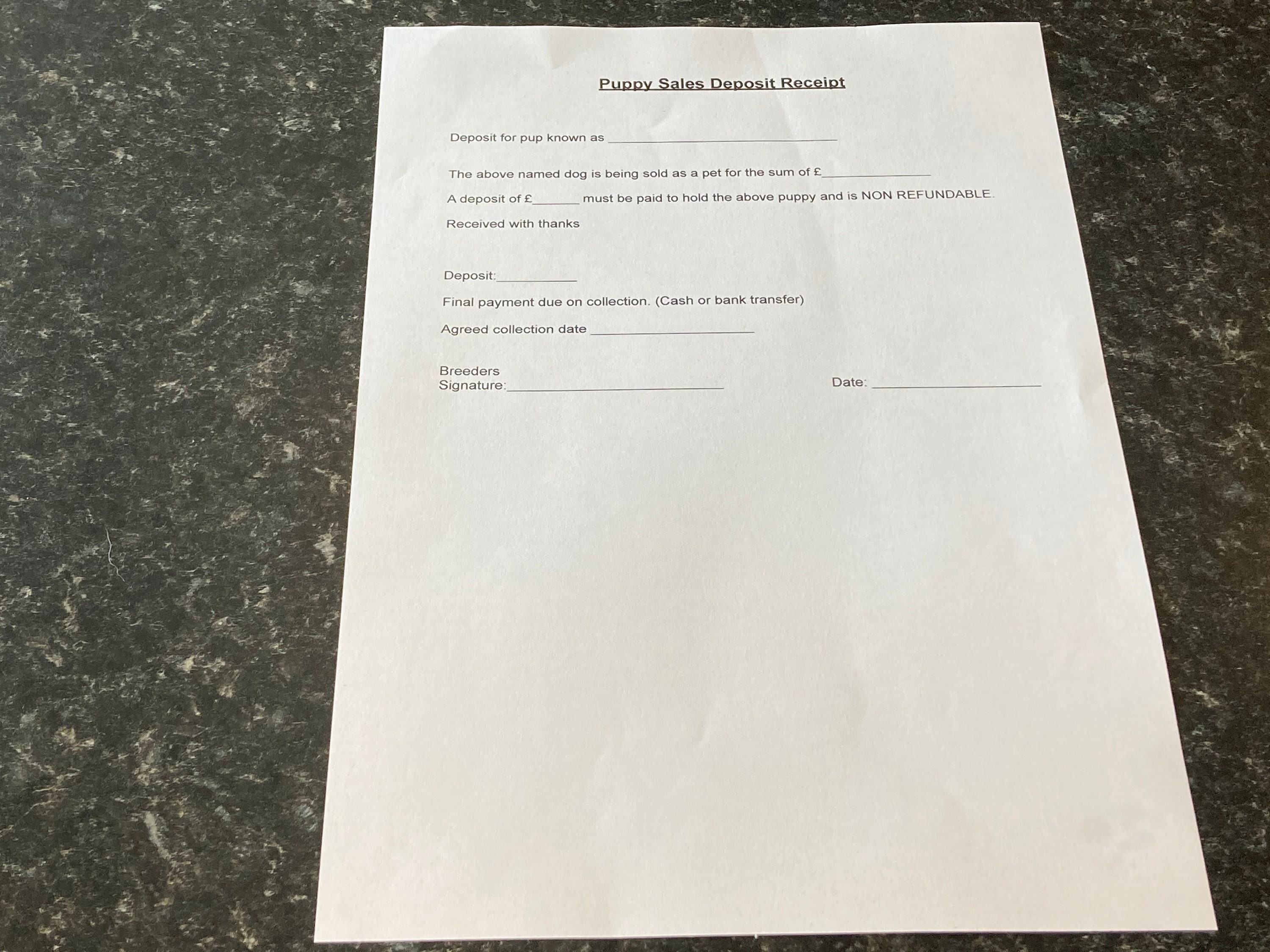 Deposit Forms - Etsy