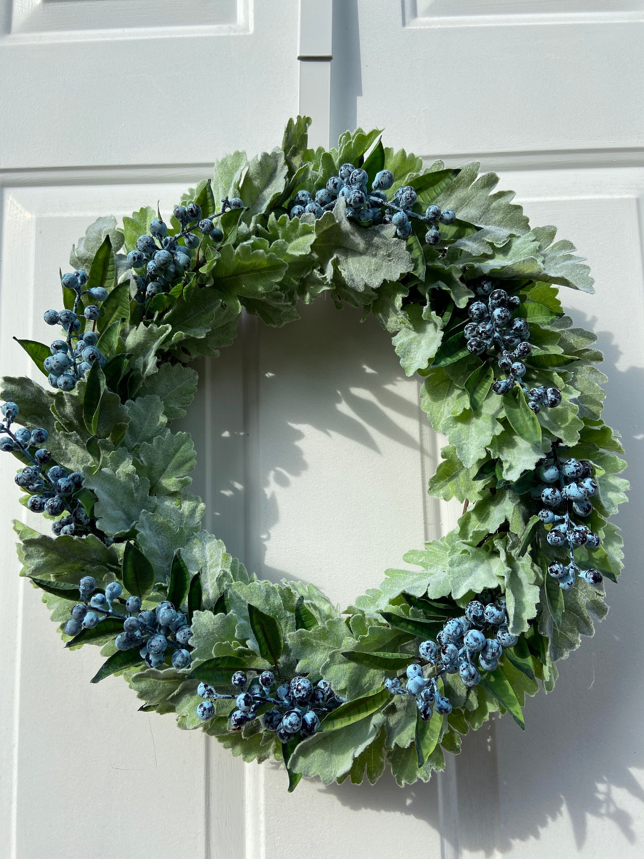 Dusty Miller and Blueberries Wreath Etsy