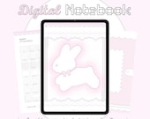 12 Tabs Digital Notebook Pink Coquette Bunny Cute Themes Portrait goodnotes template hyperlink aesthetic paper stickers student study note