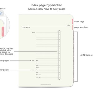 12 Tabs Digital Notebook Template in Peach Beige Page Cute Minimalist ...