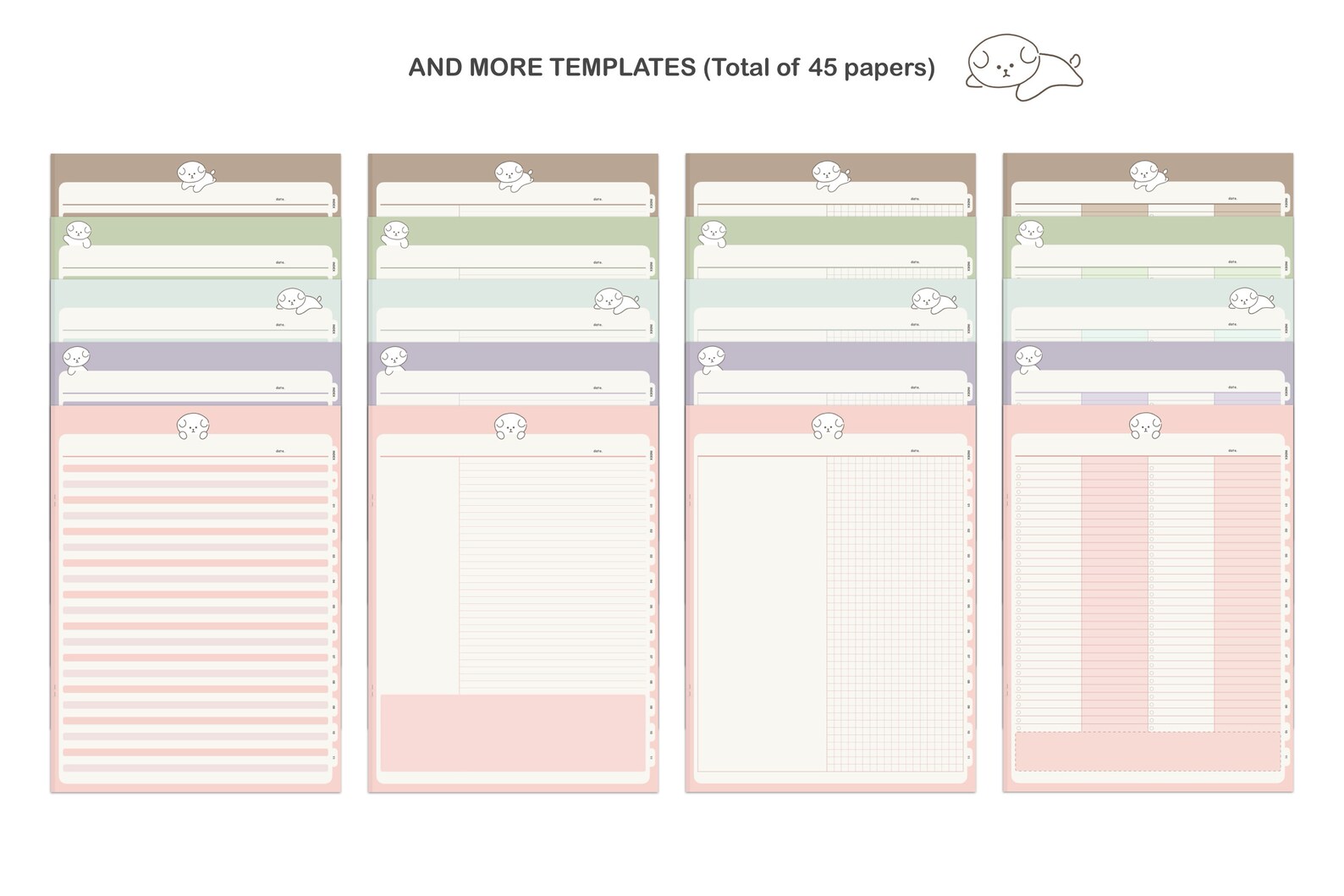 11 Tab 5 Colors Digital Notebook Minimalist Cute Character - Etsy