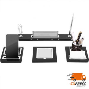 Placa de nombre de escritorio de lujo personalizada / Placa de nombre de escritorio de madera negra con bolígrafo y tarjetero, placa de nombre de escritorio personalizada, letrero de escritorio