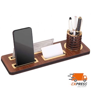 Personalisiertes Luxus Schreibtisch-Namensschild | Schreibtisch Namensschild aus Holz mit Stift und Kartenhalter, Schreibtisch Namensschild, Büroschild, Schreibtischschild