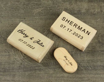 Custom Wooden Wedding USB Memory Gift Box | Custom Memory Photo Box | Custom Couple Gift | Custom Engraving | Personalized Wood Storage Box