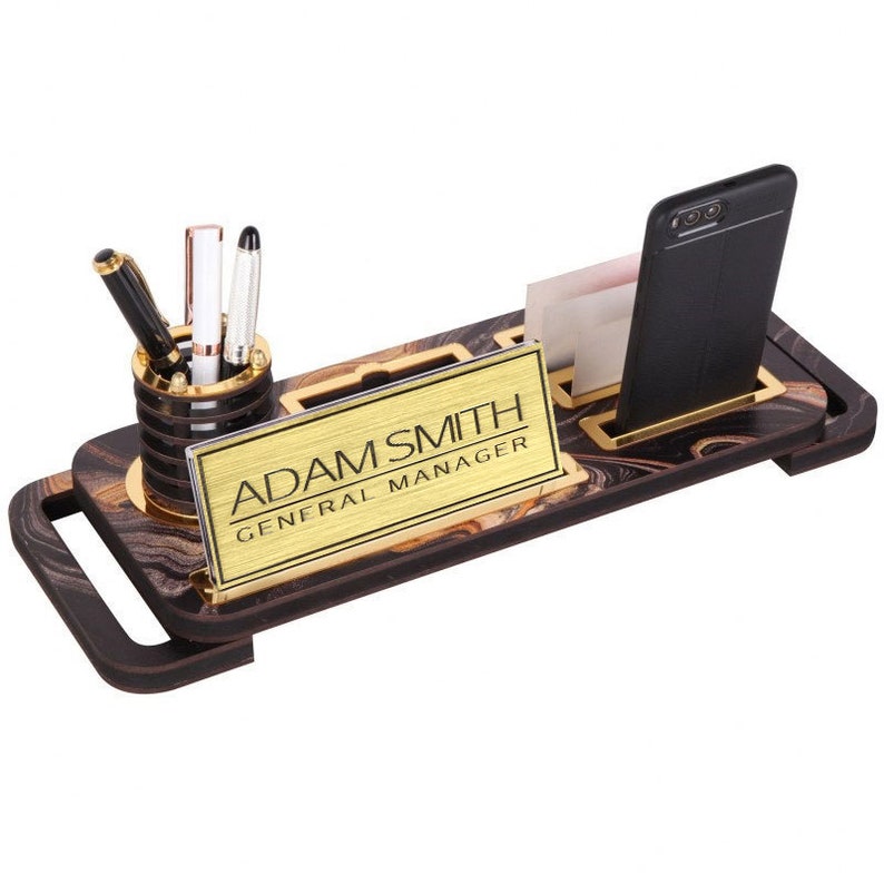 Custom Wooden Desk Name Plate Card Holder New Job T Office Desk