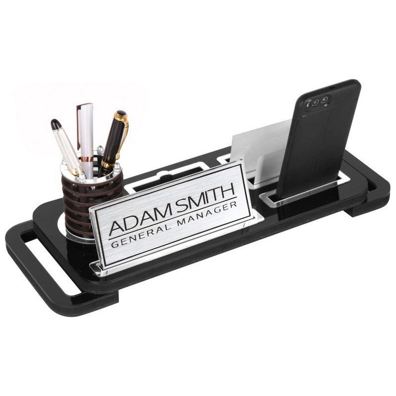 Custom Wooden Desk Name Plate Card Holder New Job Gift Etsy