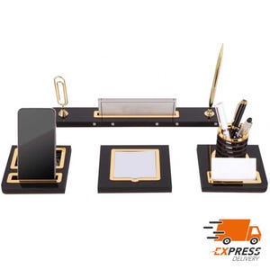 Placa de nombre de escritorio de lujo personalizada / Placa de nombre de escritorio de madera negra con bolígrafo y tarjetero, accesorios de escritorio de oficina personalizados, letrero de escritorio