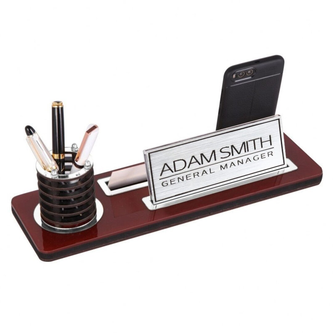 Custom Wooden Desk Name Plate Card Holder New Job Gift Etsy