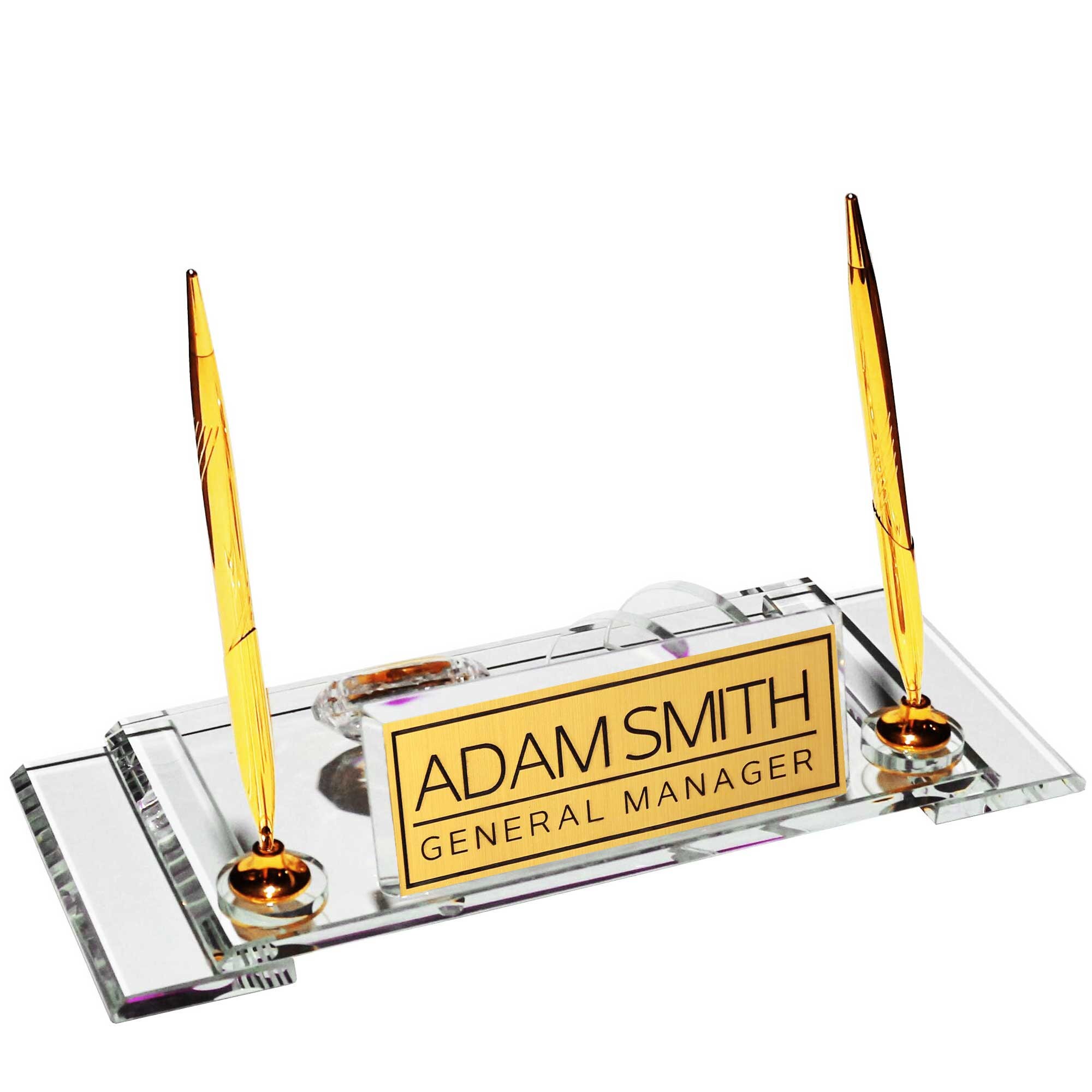 Personalized Luxury Desk Name Plate Clear Glass Desk Name Plate With