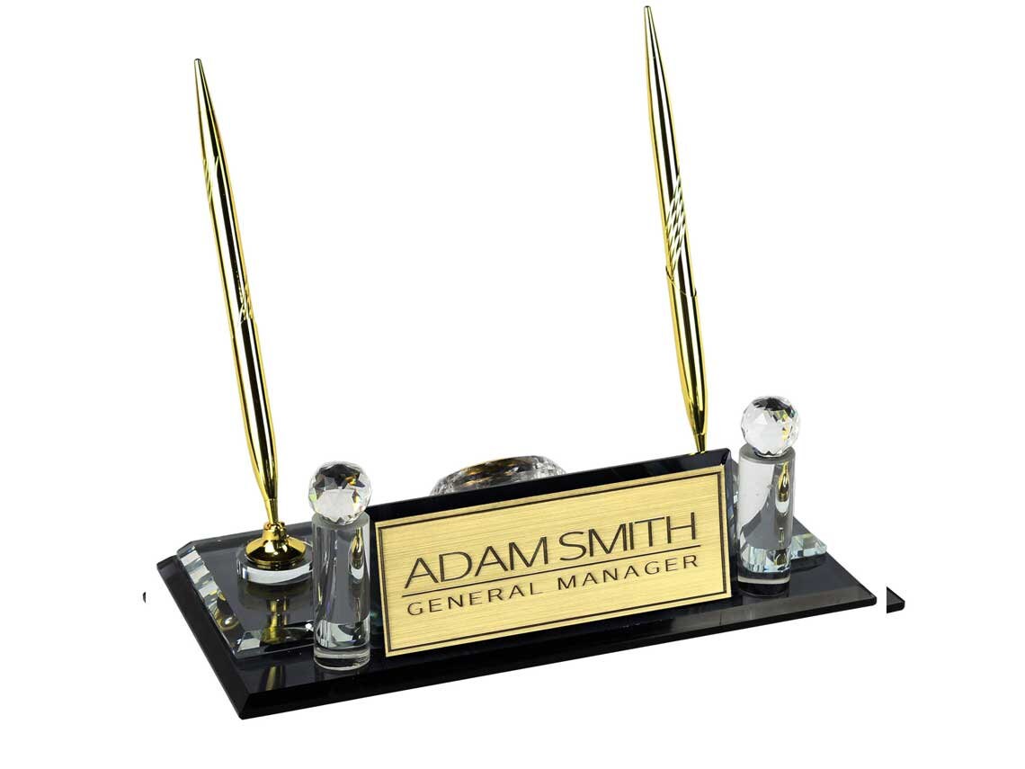 Personalized Luxury Desk Name Plate Black Glass Desk Name Etsy