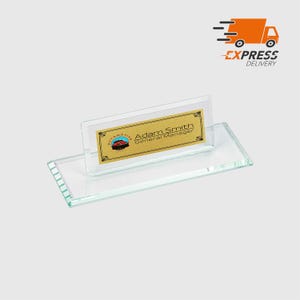 Plaque nominative de bureau de luxe personnalisée | Plaque signalétique de bureau en verre cristal transparent, Plaque signalétique de bureau personnalisée, Enseigne de bureau, Enseigne de bureau