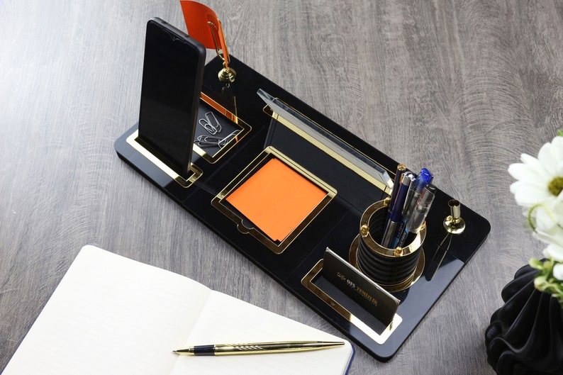 Custom Wooden Desk Name Plate With Pen Card Holder and Paper Etsy UK