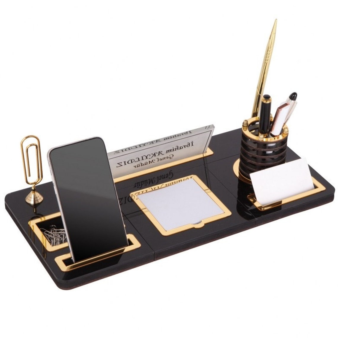 Custom Wooden Desk Name Plate With Pen Card Holder and Paper Etsy Canada