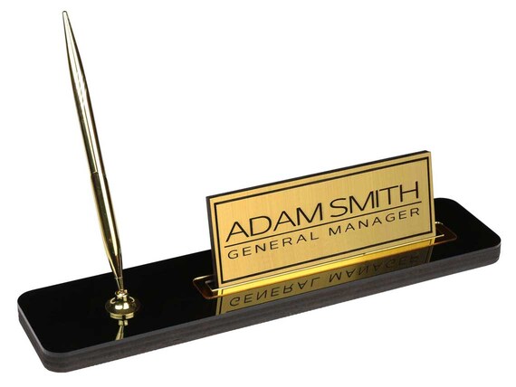 Personalized Luxury Desk Name Plate Black Wooden Desk Name 