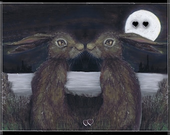 GREETINGS CARD -  Hares