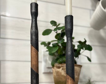 Iron and Wood candlesticks