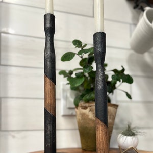 Iron and Wood candlesticks