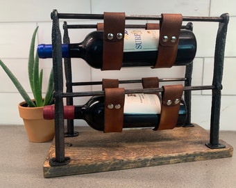 Industrial mid century wine rack