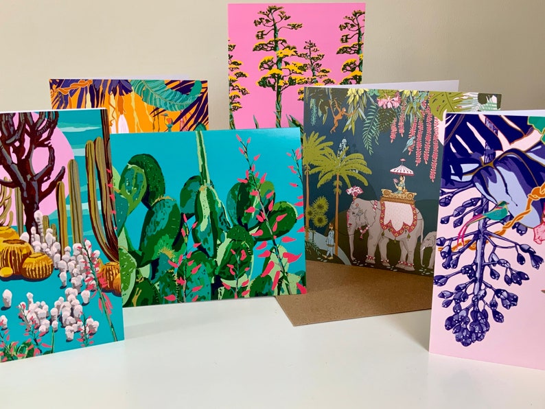 Tropical Card/Tropical Plant Card/ Jungle Leaf Card/Pink Card/Tropical Bird Card/Floral Card/Jungle Pattern Card image 3