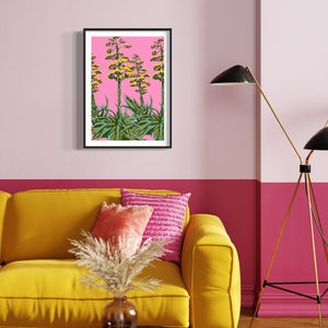 Desert Agave Art Print/ Cactus Print/ Cactus Art Print/ Cactus Illustration/Desert Art Print/ Desert Agave Print/ Popping Pink Art Print image 5