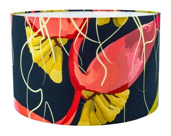 Floral Lampshade/Designer Lampshade/Tropical Lampshade/Handmade Lampshade/Pink Lampshade/ Jungle Lampshade/Pendant Lampshade/Drum Lampshade