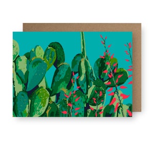 Cactus Card/Cacti Card/Desert Card/Birthday Card/5 x 7 card/Recycled Card/Blank Card/Floral Card image 1