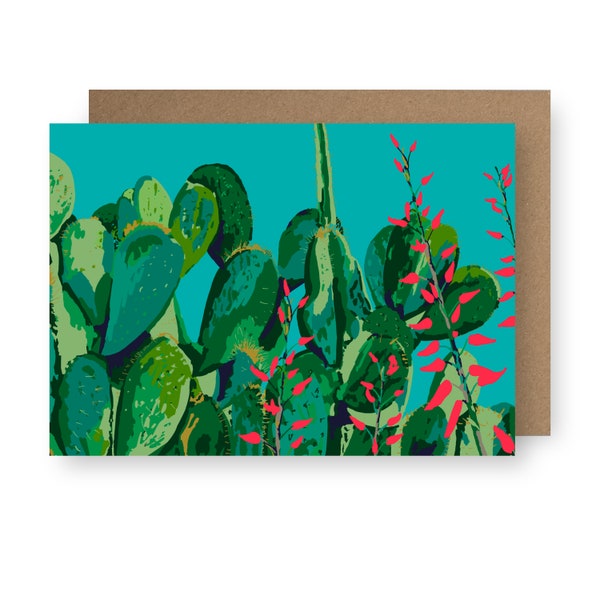 Cactus Card/Cacti Card/Desert Card/Birthday Card/5 x 7 card/Recycled Card/Blank Card/Floral Card