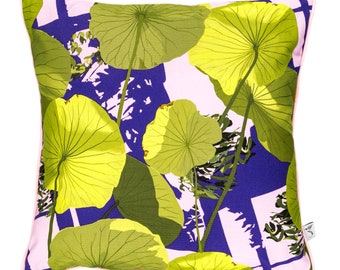 Lotus Cushion/ Tropical Cushion/ 45cm Cushion/ Botanical Cushion/ Designer Cushion/ Exotic Cushion/ Purple Cushion/ Floral Cushion