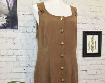 Vintage 90's | Dress | Size 10 | Another Thyme | Overall Dress | Brown Velvet | Vintage 90's Clothing | 90's Clothing | Cottagecore Dress |