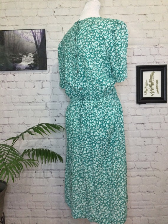 Vintage 80's Dress Size 10 Cottagecore Dress Gree… - image 6
