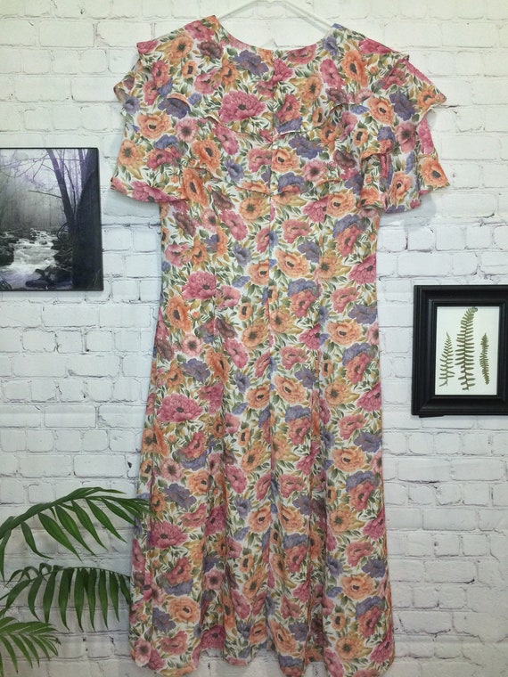 Vintage 80's Dress Floral Dress Size Large Spring… - image 9