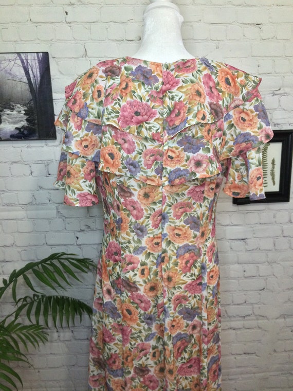 Vintage 80's Dress Floral Dress Size Large Spring… - image 7