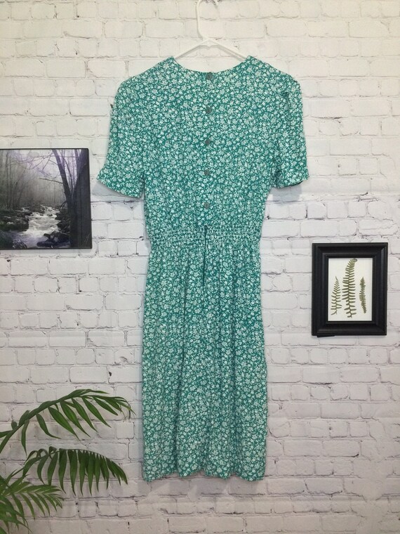 Vintage 80's Dress Size 10 Cottagecore Dress Gree… - image 9