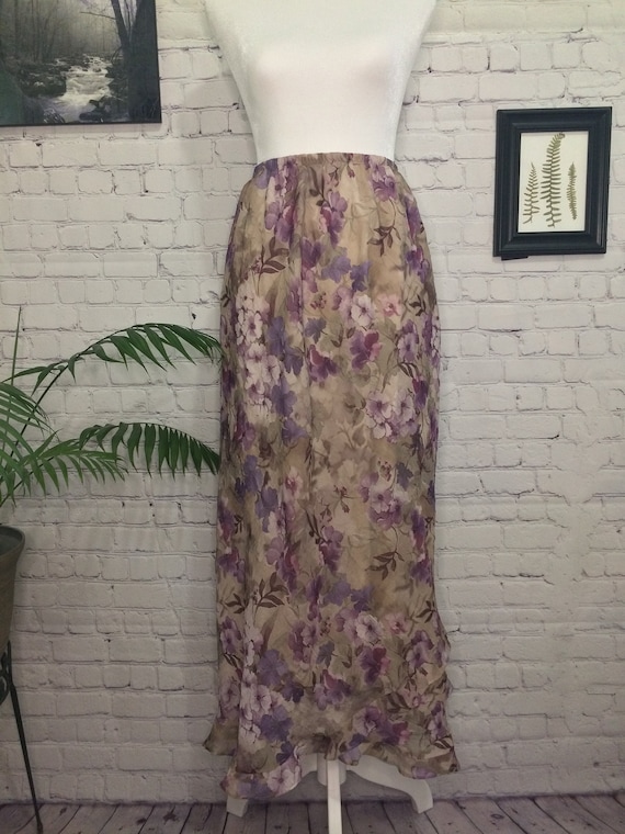 Vintage Y2K Floral Skirt Tag Size 14 | Spring Flo… - image 1