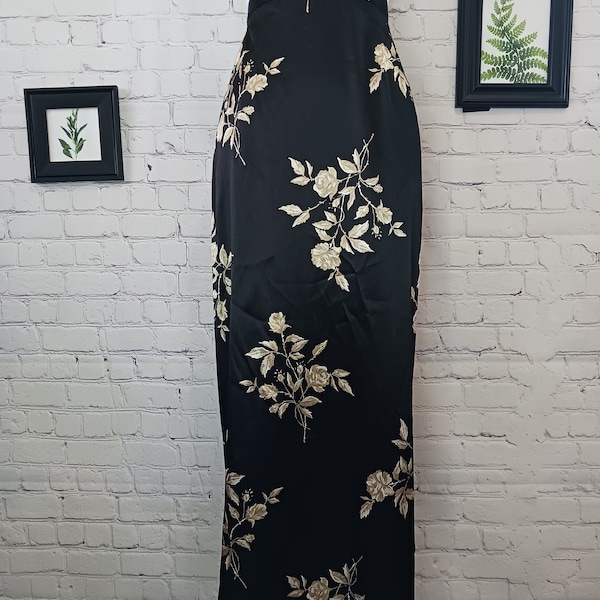 Vintage 90's Skirt | Black and Beige Floral Skirt | 90's Clothing | Vintage Skirt | Vintage 1990's Skirts | Vintage Floral Skirt | 90's