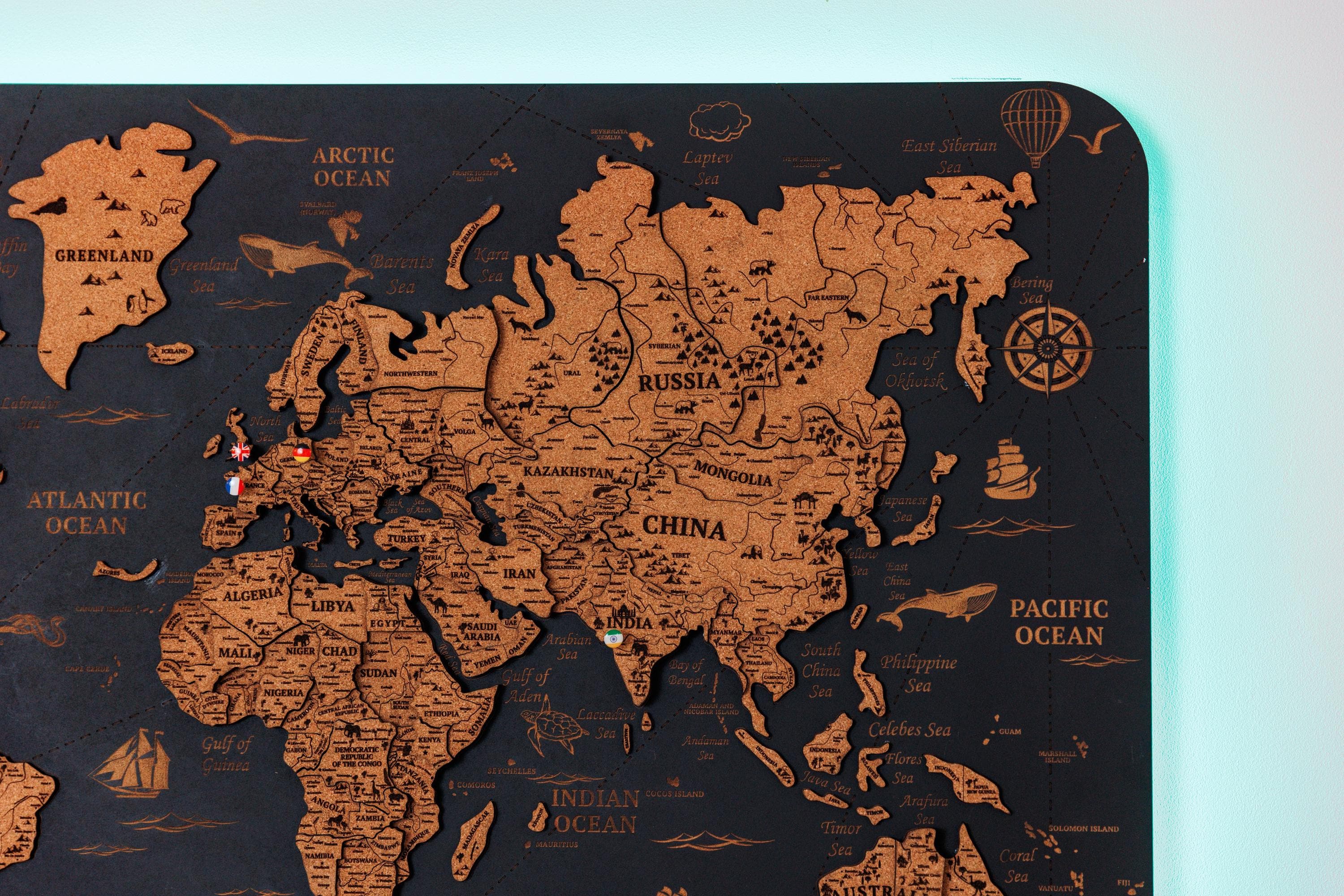 3D World Push Pin Travel Maps, Personalized Map Gift, New Home Decor ...