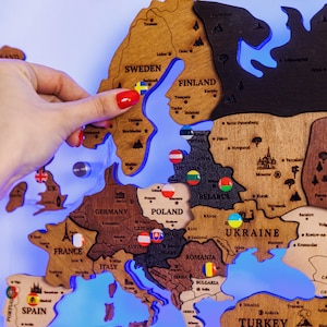 Set of Flags Push Pins for Wall Map