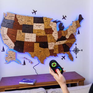 Grandes cartes de voyage en bois des États-Unis, carte des États-Unis pour marquer vos voyages, cartes de voyage à épingles, cadeau de pendaison de crémaillère
