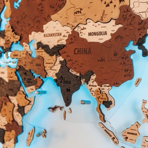 3d Wooden World Map, Led World Map, Apartment Decor,  Wall Art, Home Decor, Travel Map, Push Pin Map, Wooden Map with Backlight, World Map